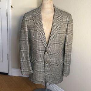 Brooks Brothers Gray and Black Glen Plaid Wool Sport Coat
